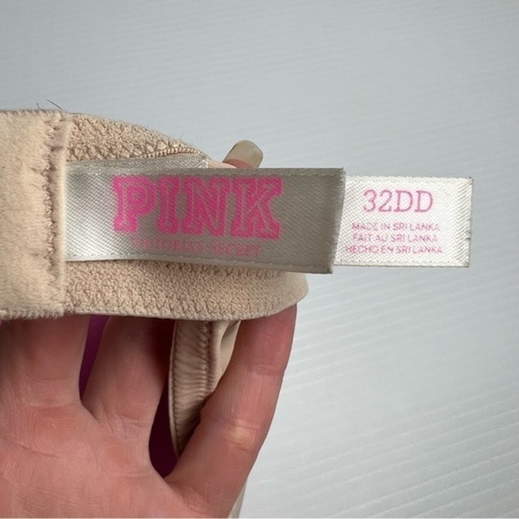 Victorias Secret Pink Wear Everywhere Push Up Bra Tan Womens size 32DD - Picture 6 of 7